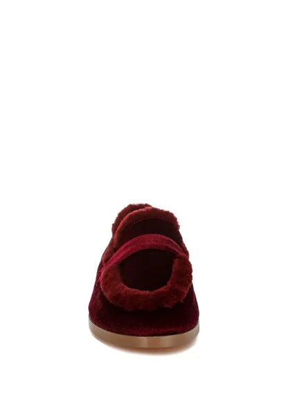 Bastian Fur Detail Velvet Loafers Rag Company