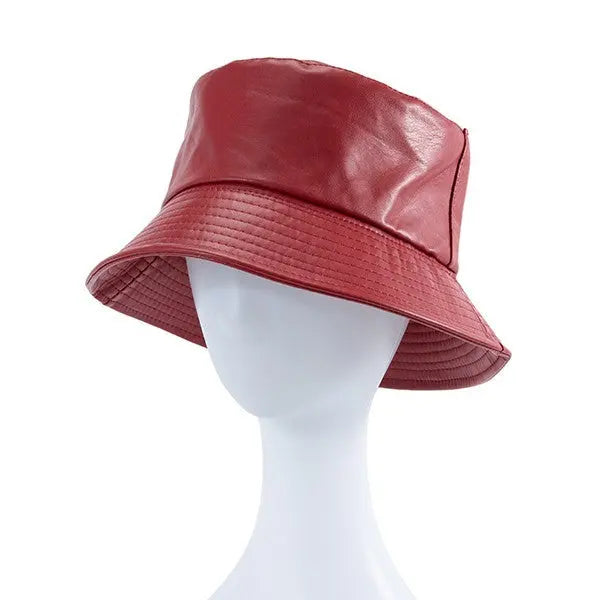 FAUX LEATHER BUCKET HAT Bella Chic