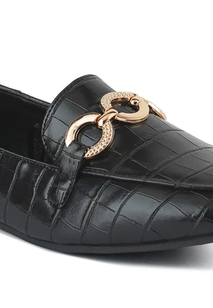 LONDON RAG CROC TEXTURED METAL SHOW DETAIL LOAFERS Rag Company