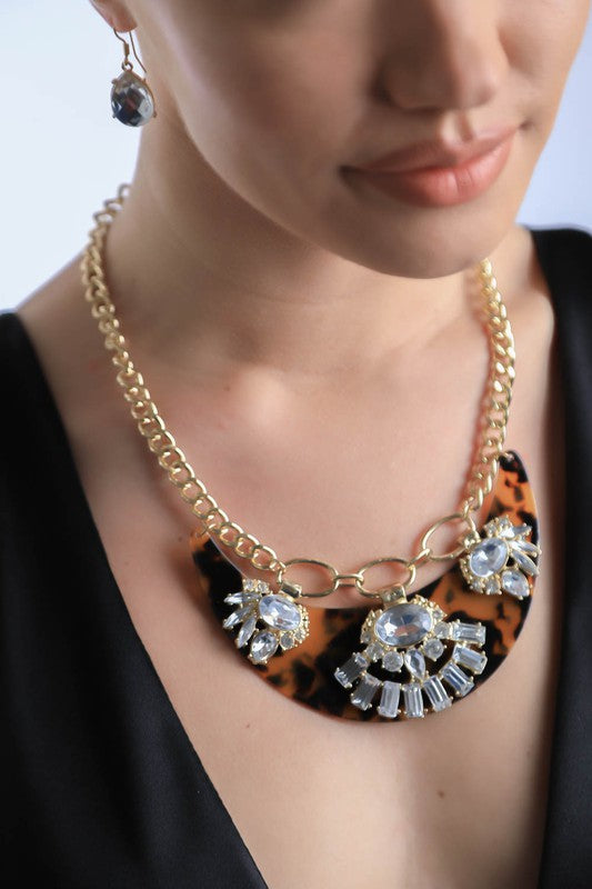 TORTOISE SHELL TRIBAL STONE NECKLACE SET