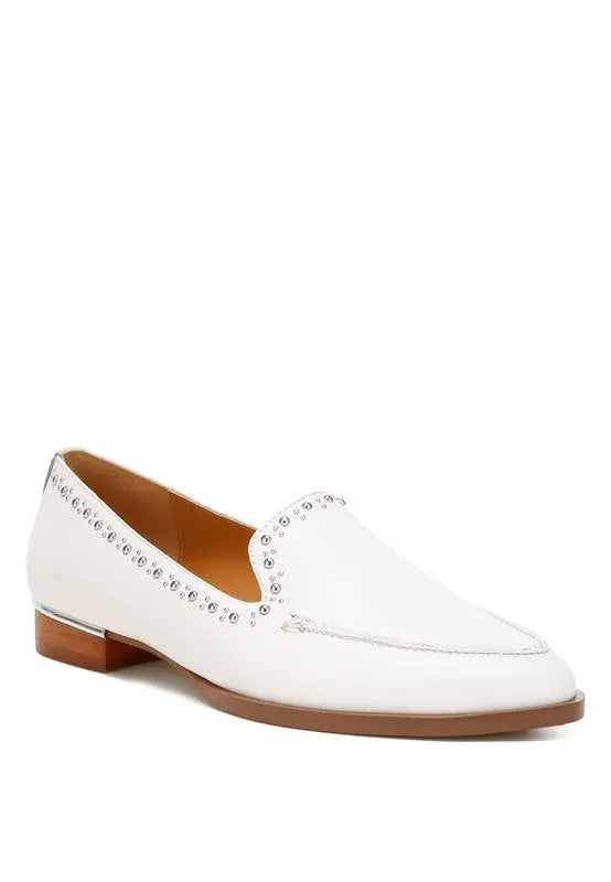 Wolferton Delicate Stud Detail Leather Loafers Rag Company