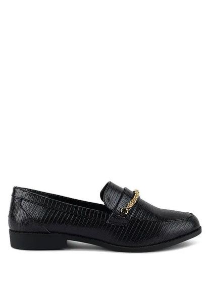 Vouse Low Block Loafers Adorned With Golden Chain Rag Company