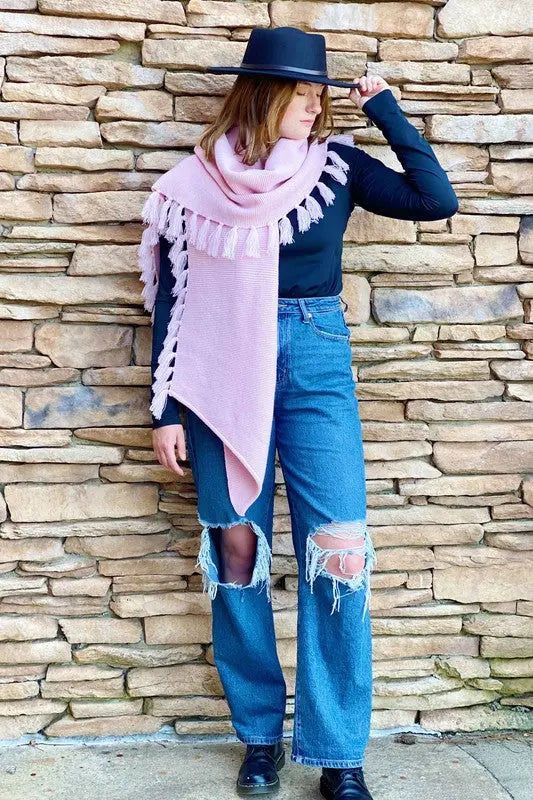 Feminine Fringe Blanket Scarf Ellison and Young