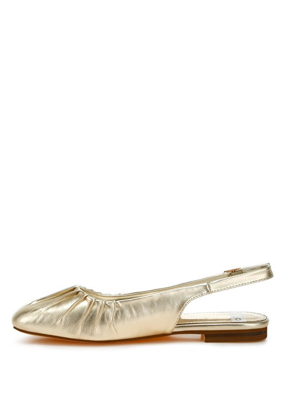 Berni Metallic Square Toe Flat Slingbacks