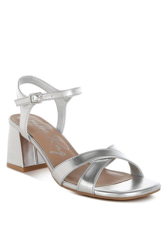 Edessa Metallic Ankle Strap Sandals