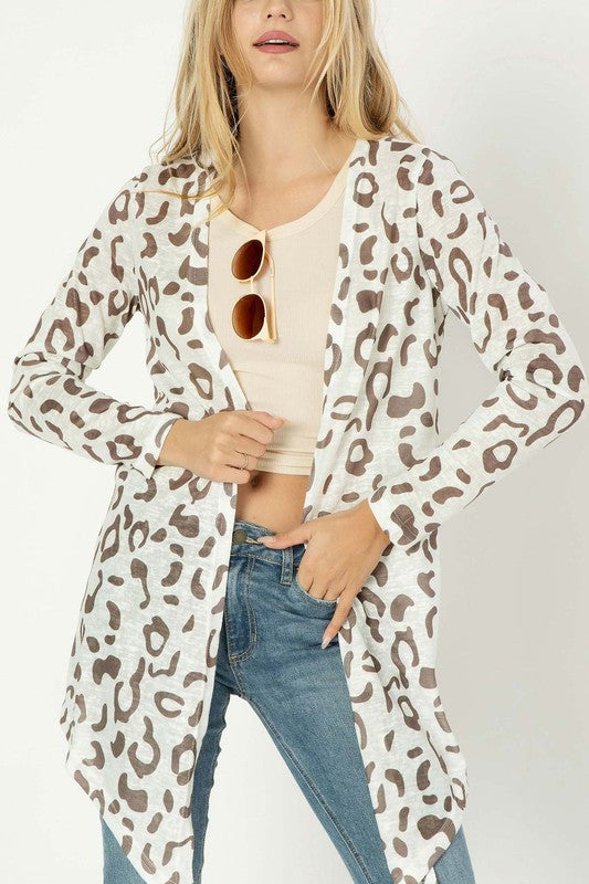 Leopard open cardigan