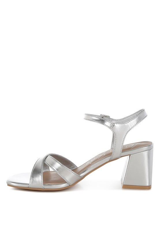 Edessa Metallic Ankle Strap Sandals