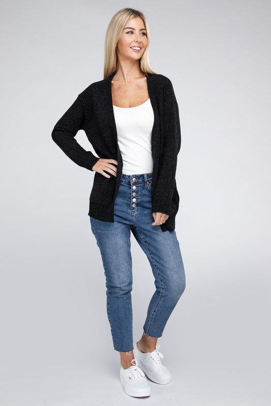 Melange Open Front Sweater Cardigan