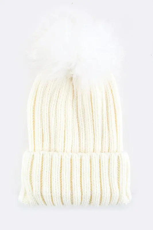 Raccoon Fur PomPom Beanie LA Jewelry Plaza