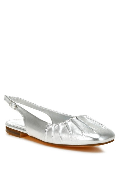 Berni Metallic Square Toe Flat Slingbacks