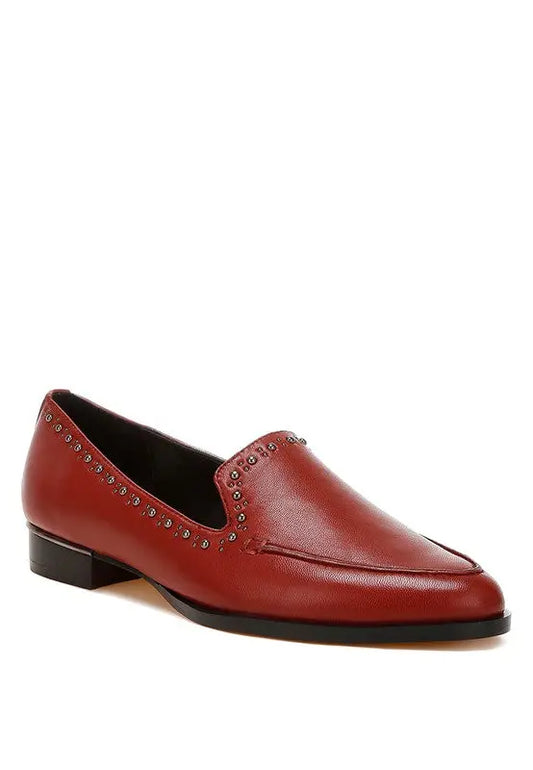 Wolferton Delicate Stud Detail Leather Loafers Rag Company