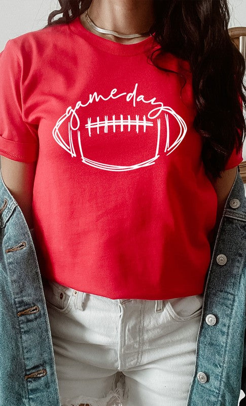 Cursive Football Game Day Graphic Tee PLUS