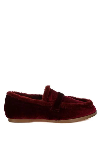 Bastian Fur Detail Velvet Loafers Rag Company