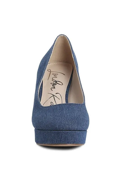 Kostur Denim Block Heel Pumps FG