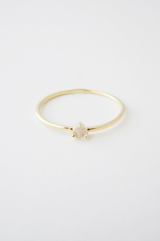 Rose Quartz Crystal Point Solitaire Ring