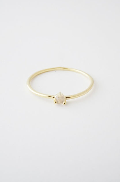 Rose Quartz Crystal Point Solitaire Ring