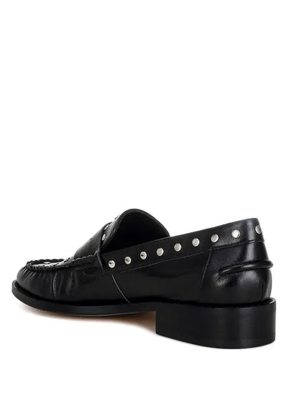 Oglavia Studs Embellished Leather Loafers Rag Company