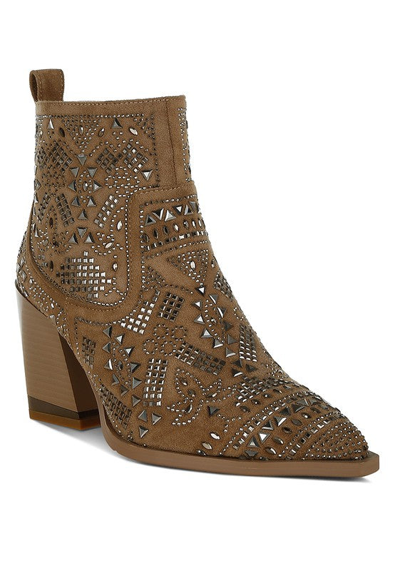 Omishi Stud Embellished Ankle Boots