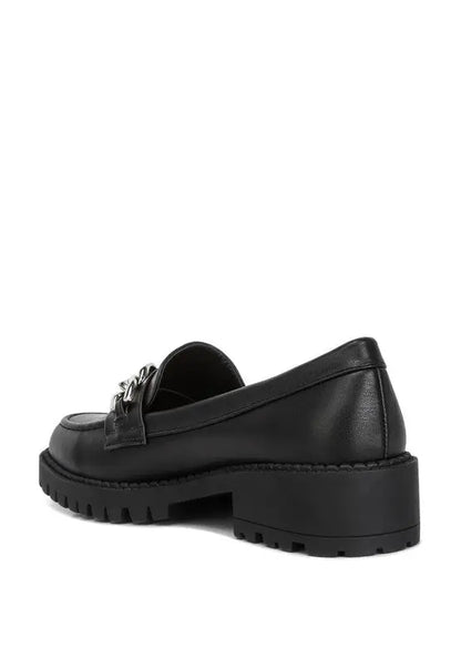 Ashby Faux Leather Chunky Block Heel Loafers Rag Company