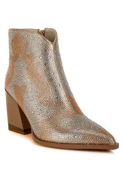 Mugler Rhinestones Embellished Ankle Boots