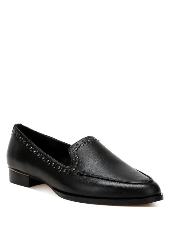 Wolferton Delicate Stud Detail Leather Loafers Rag Company