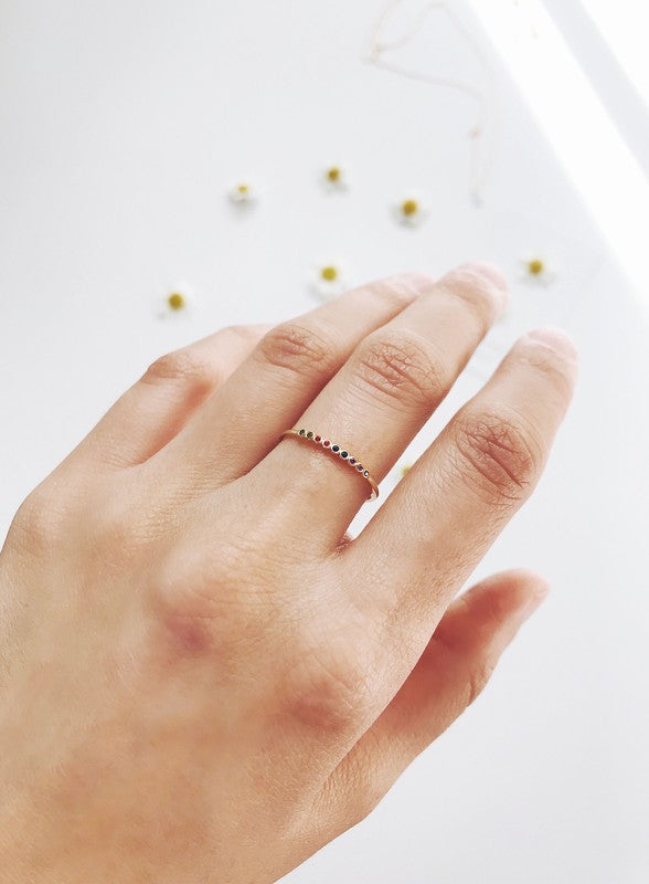 Rainbow Tiny Crystal Bezel Ring