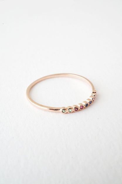 Rainbow Tiny Crystal Bezel Ring