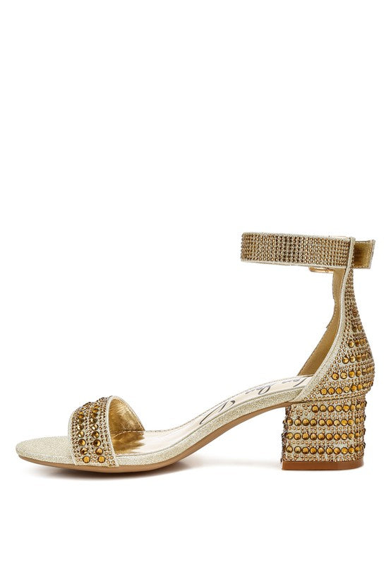 Twerky Rhinestones Embellished Block Sandals