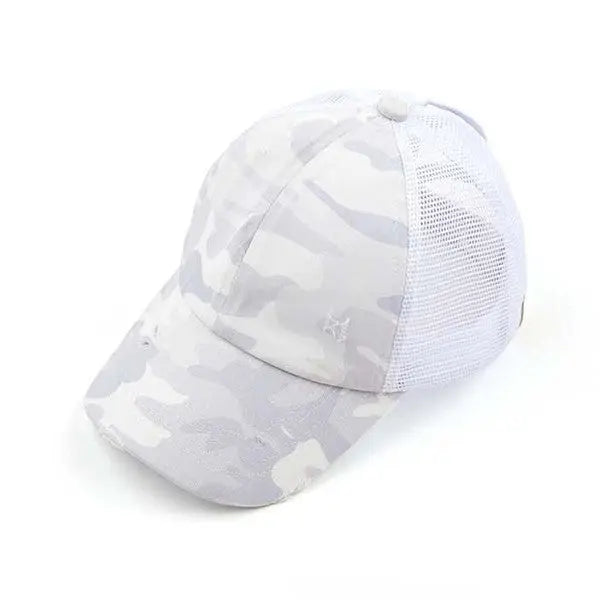 CC Camo Criss-Cross Ponytail Caps AFFLUZA.COM