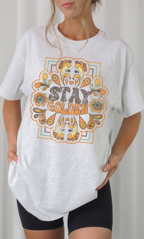 Retro Stay Golden Oversized Graphic Tee