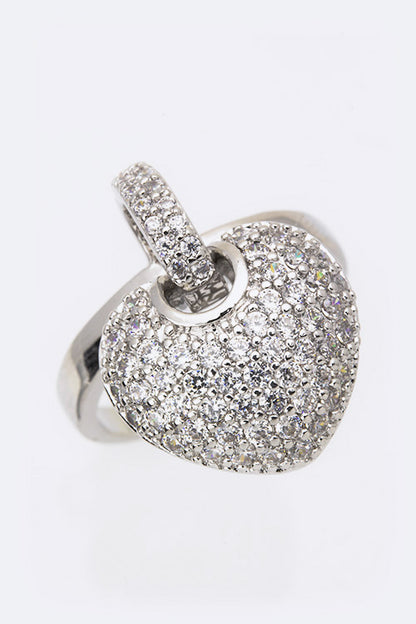 Cubic Zirconia Heart Charm Fashion Ring