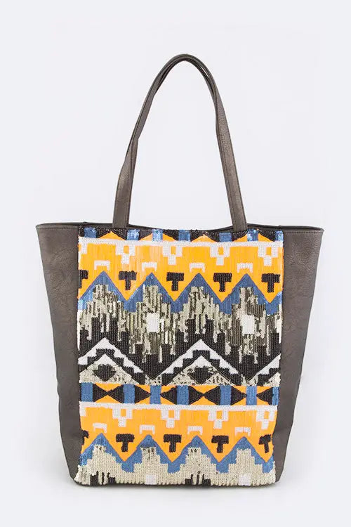 Batik Patterns Sequins Embellished Statement Tote Artini Accessories