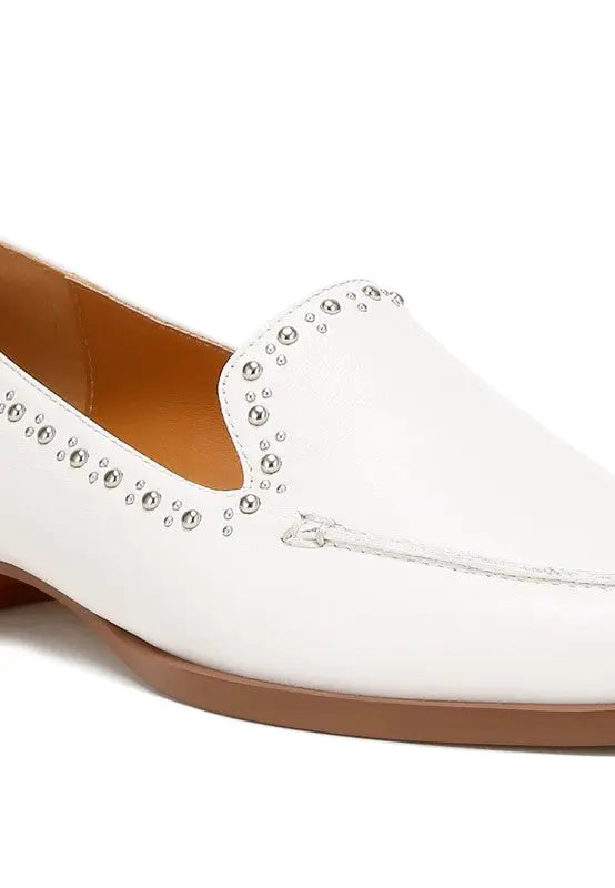 Wolferton Delicate Stud Detail Leather Loafers Rag Company