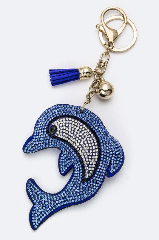 Soft Crystal Dolphin Key Charm