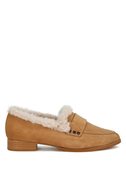 Allie Fur Trim Genuine Suede Loafers