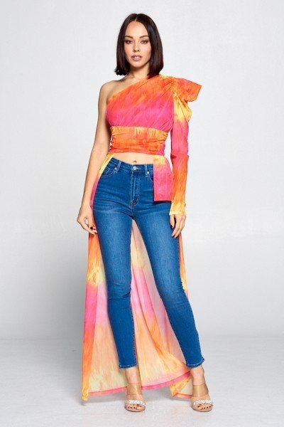 Tie Dye One Shoulder Top