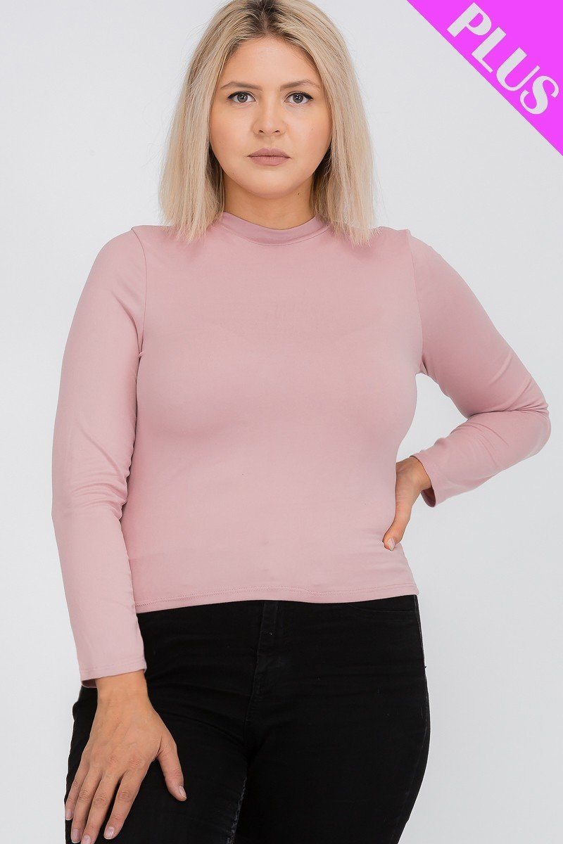 Plus Size Mock Neck Solid Top