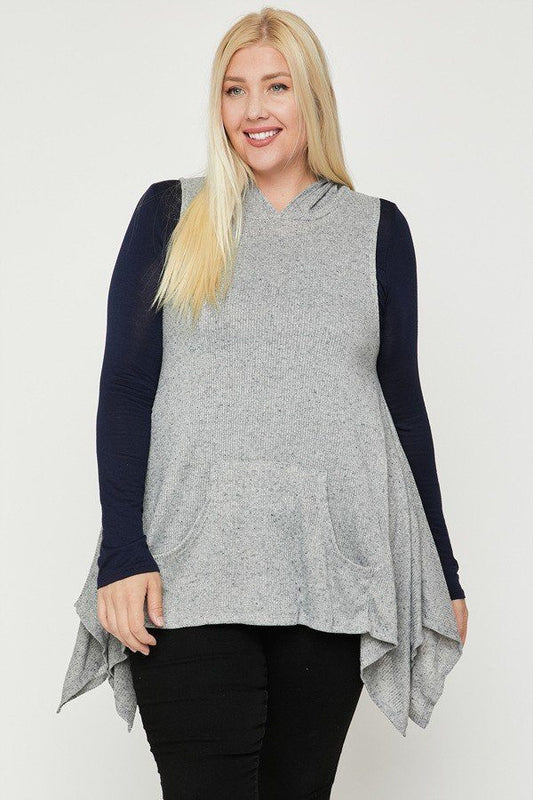 Plus Size Two Tone Knit, Sleeveless Top