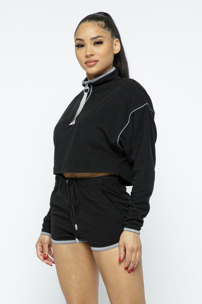 Sporty Crop Top Sporty High-waist Shorts Set