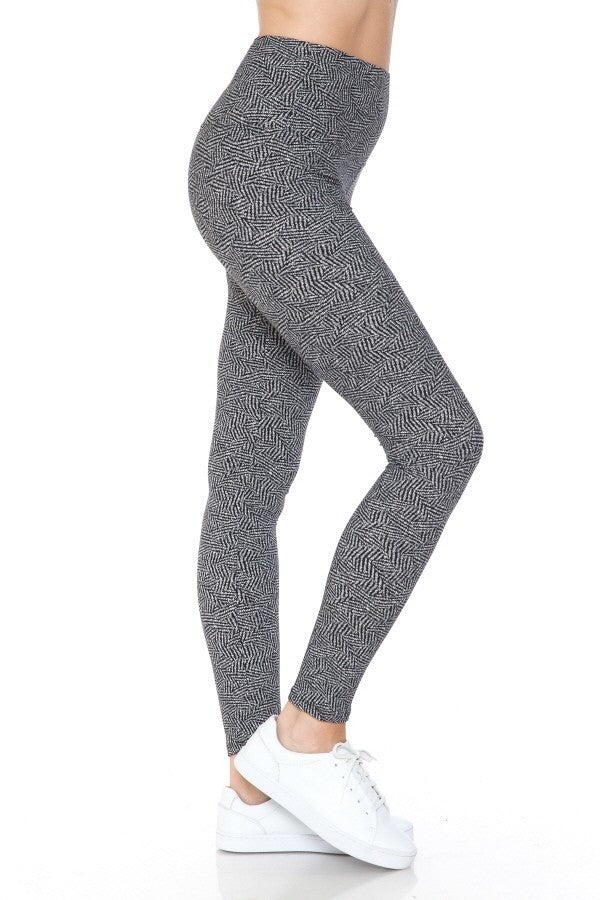 Yoga Style Banded Lined Multi Printed Knit Legging With High Waist