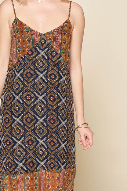 Mixed Printed Chiffon Maxi Slip Dress