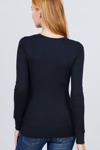 Long Slv Henley Thermal Top