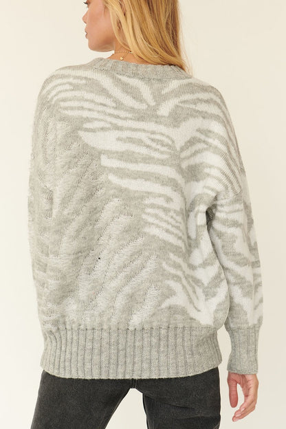 A Zebra Print Pullover Sweater