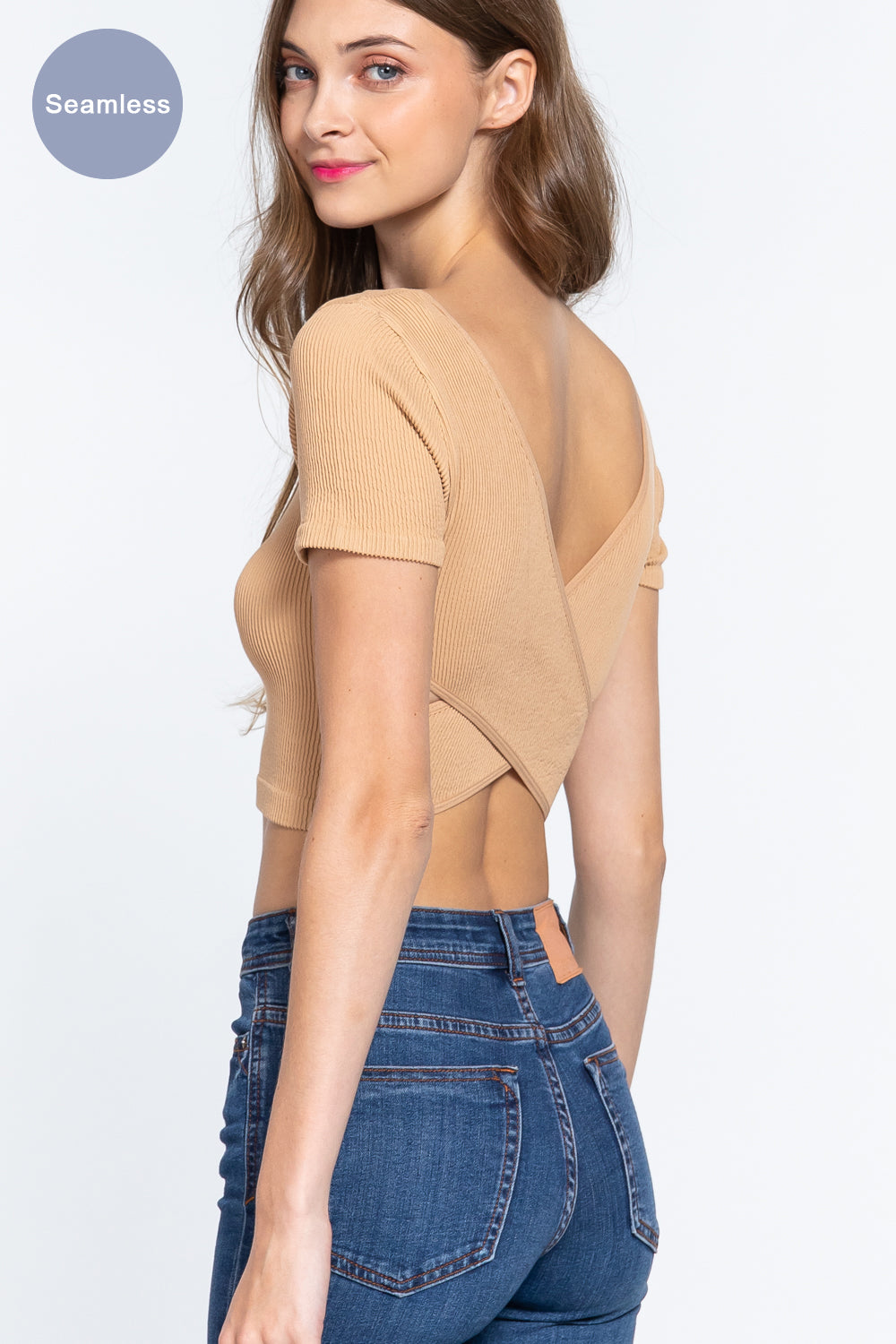 Cross Back Rib Seamless Crop Top