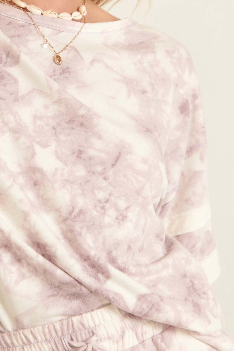 A Star-pattern Tie-dye Knit Top