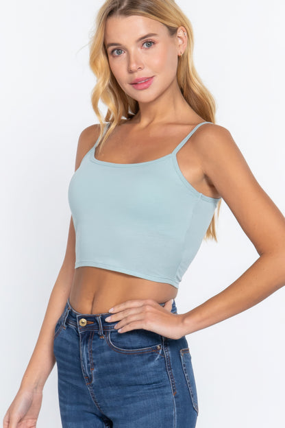 Round Neck W/removable Bra Cup Cotton Spandex Bra Top