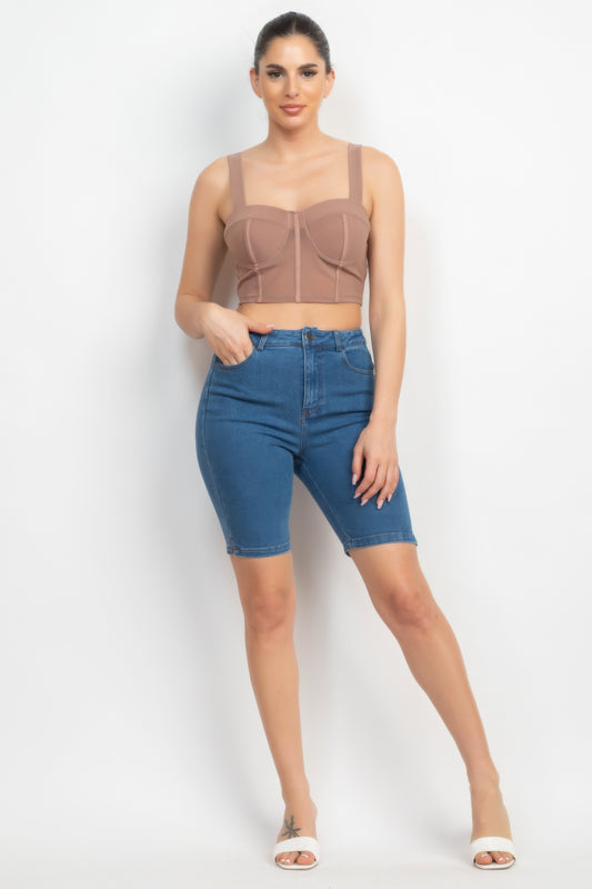 Contrasting Mesh Padded Tank Top