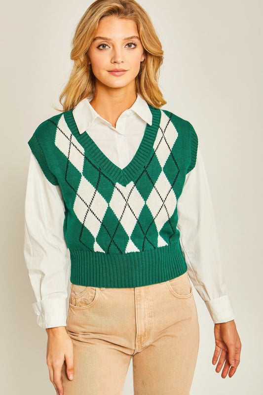 Argyle Print Sweater Vest