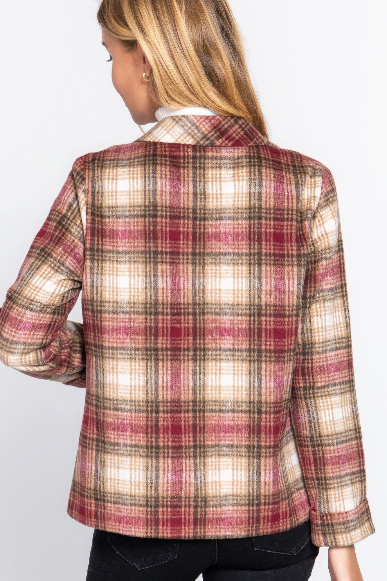 Notched Collar Plaid Jacket