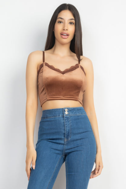 Sleeveless Corset Velvet Crop Top